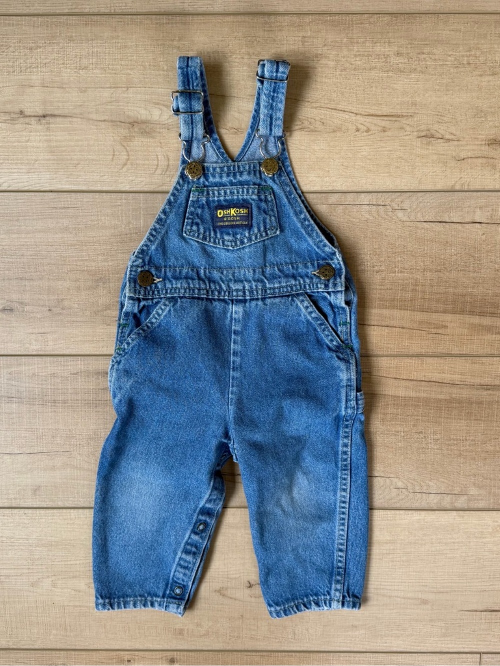 Vintage Oshkosh Overalls B'Gosh Unisex Blue Denim Vestbak Sz 18M 1986-1990